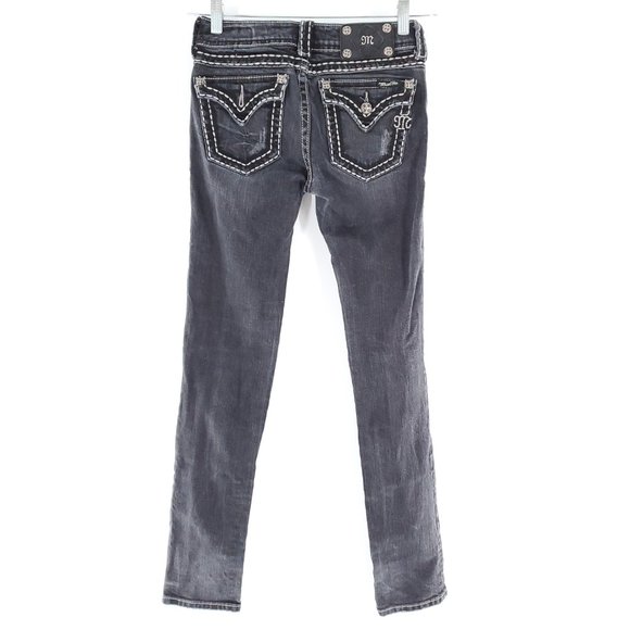 Miss Me Women Skinny Jean Low Rise JP5014SK-3 Black Grey Size 26 (26x32) - Picture 4 of 10